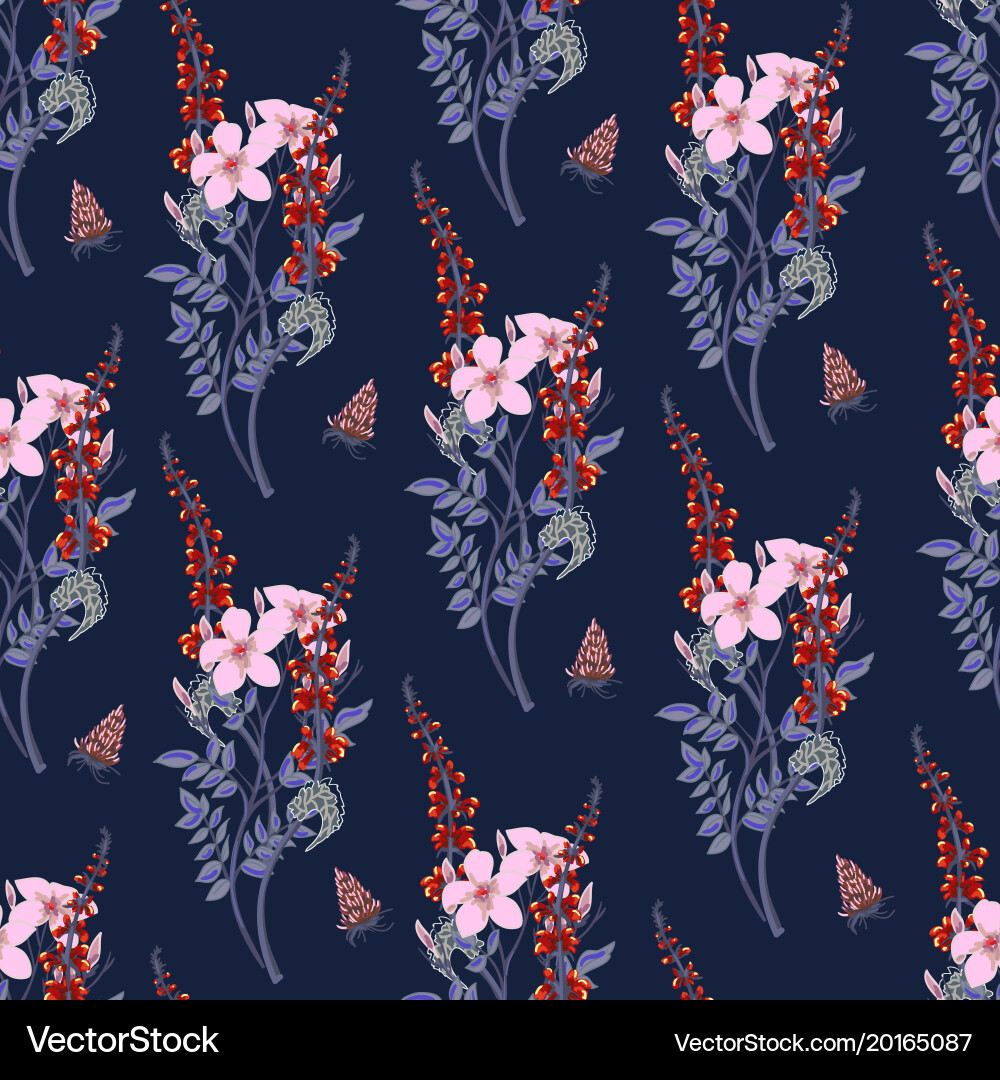 Spring seamless pattern of wild flowers vector image