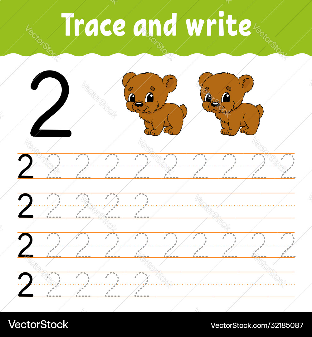 Trace and write handwriting practice learning Trace and write handwriting practice learning Vector Image