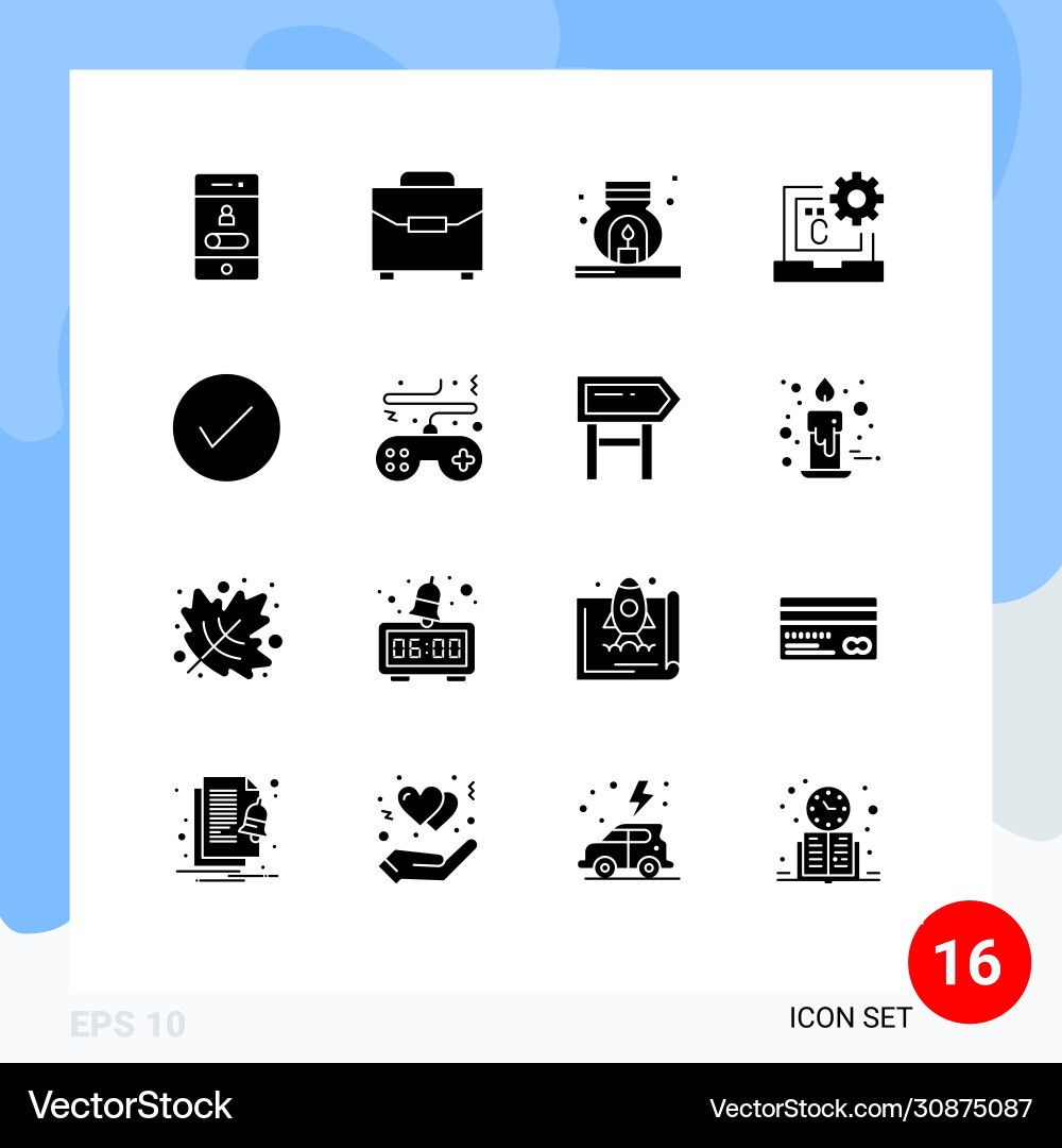 User interface pack 16 basic solid glyphs Vector Image
