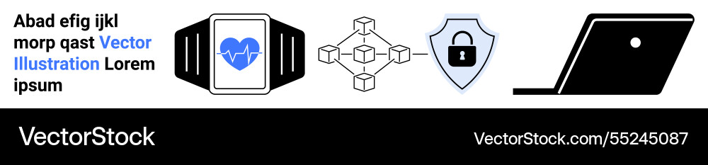 Wearable Technologie Datensicherheit Blockchain Wearable Technologie Datensicherheit Blockchain Vektorbild