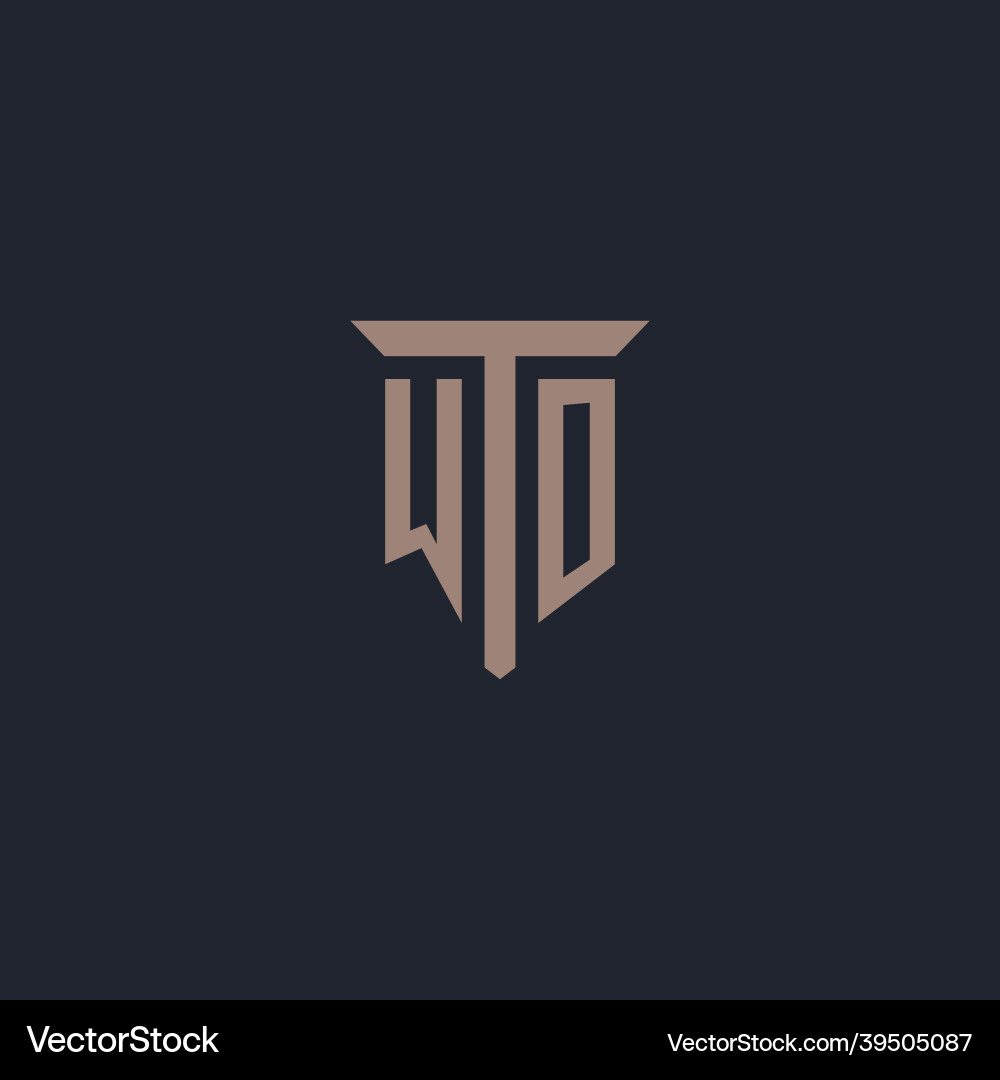 Wo initial logo monogram with pillar icon design Wo initial logo monogram with pillar icon design Vector Image