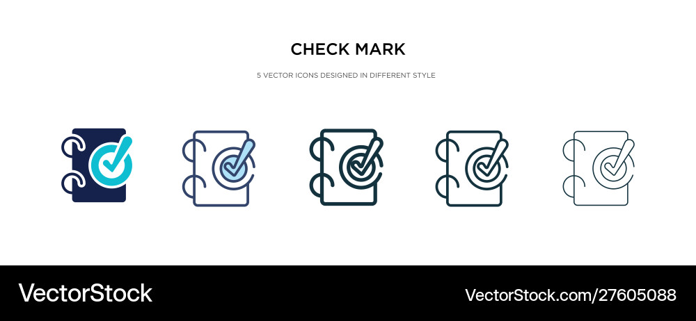 Check mark icon in different style two colored Vector Image