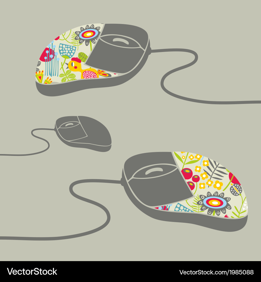 Computer mouse decorated with design print Vector Image