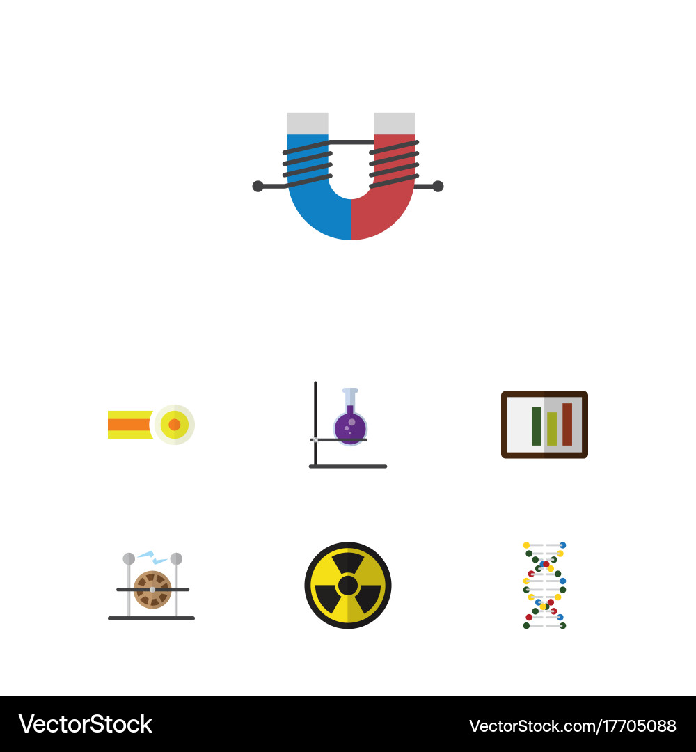 Flat icon study set of flask attractive force Vector Image