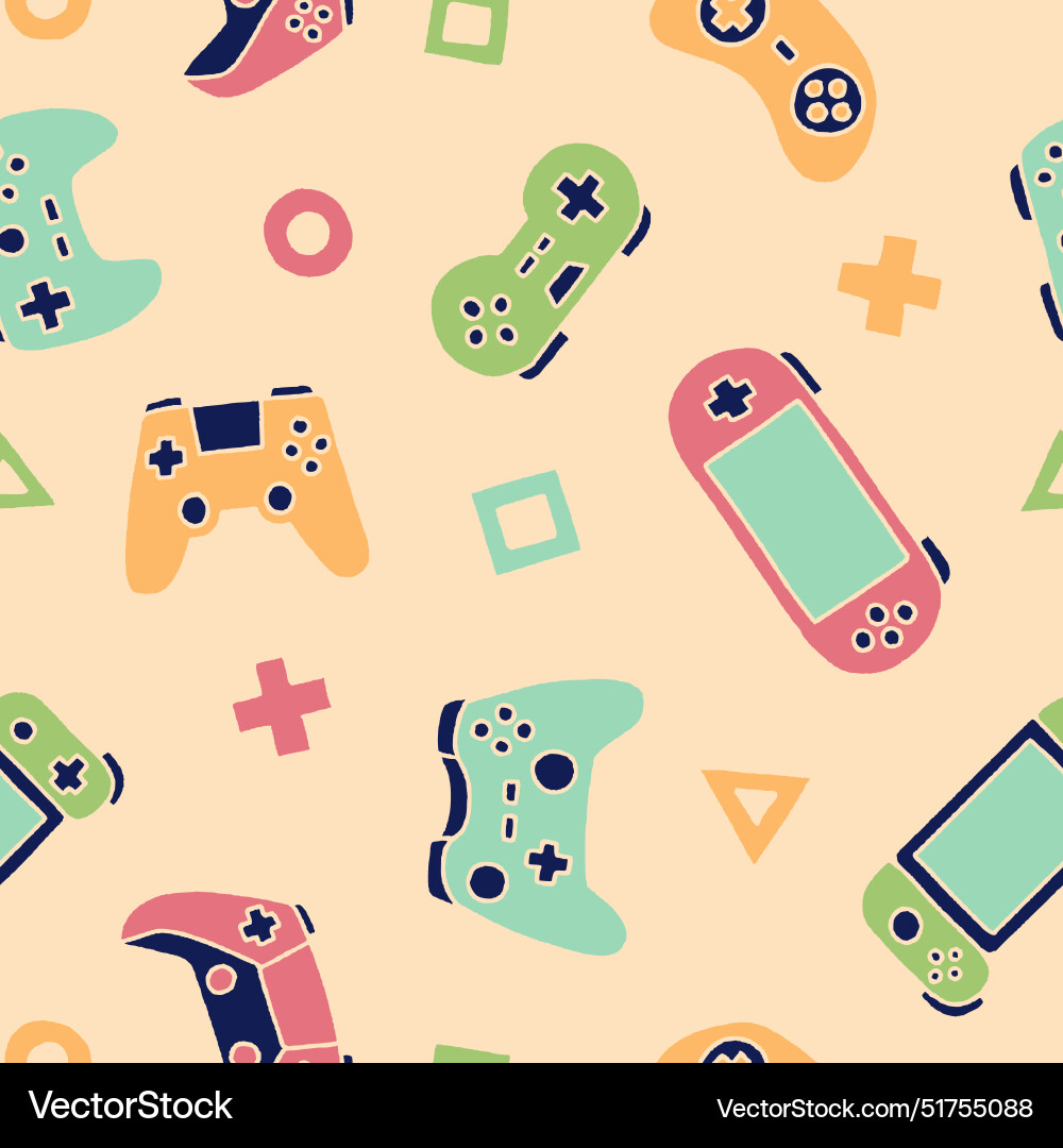 Game controller gamepad seamless pattern design Game controller gamepad seamless pattern design vector image