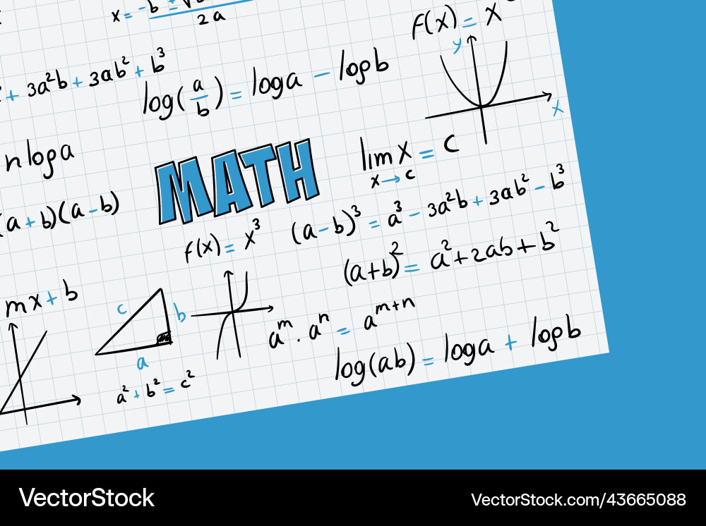 Math exercises formulas and equations Math exercises formulas and equations Vector Image