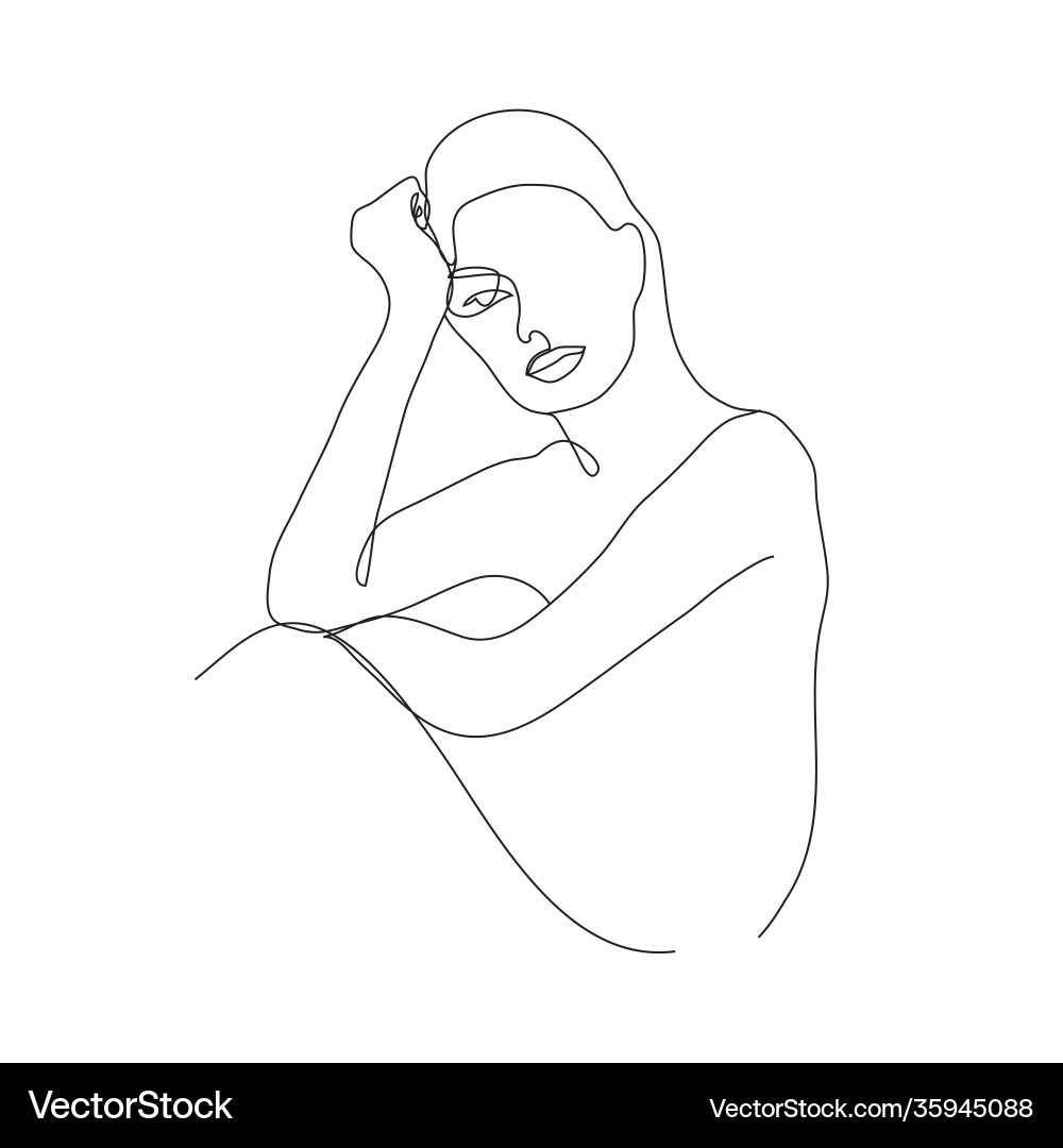 Minimalist linear woman vector image