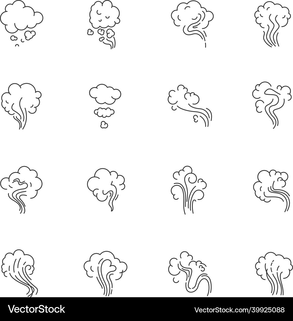 Odor Pixel perfekte lineare Icons setzen Emission Odor Pixel perfekte lineare Icons setzen Emission vektorbild