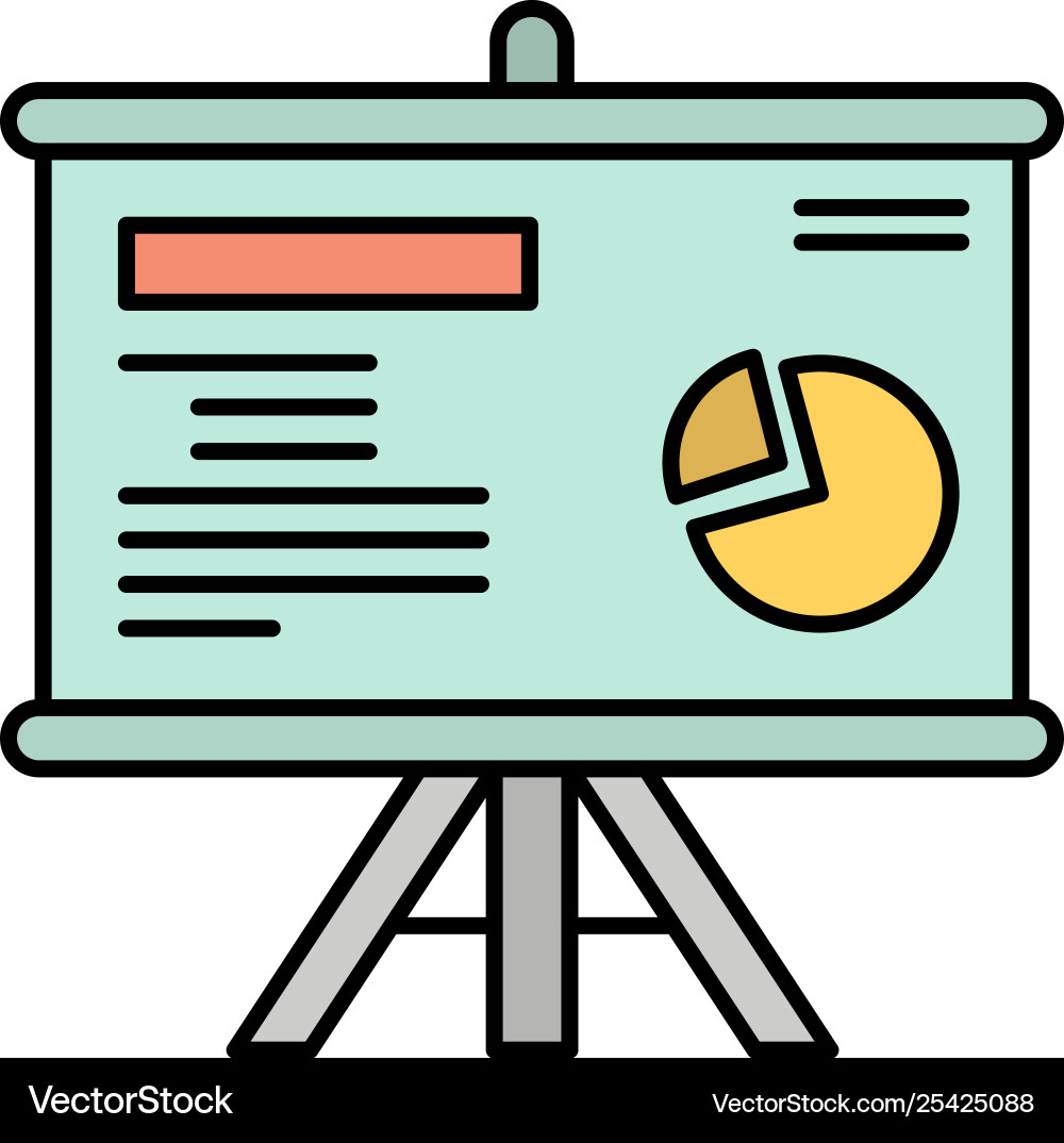 Presentation board projector graph flat color Presentation board projector graph flat color vector image