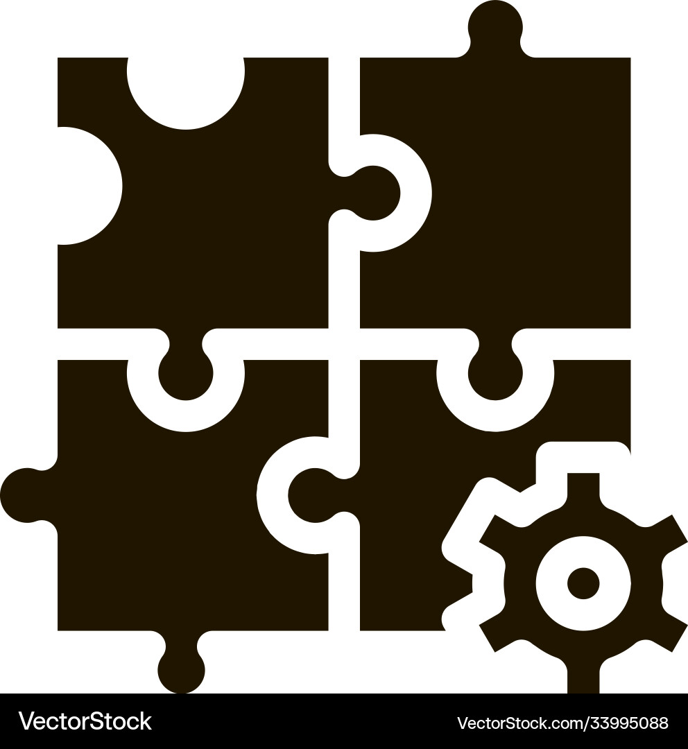 Puzzle game and gear agile element glyph icon vector image