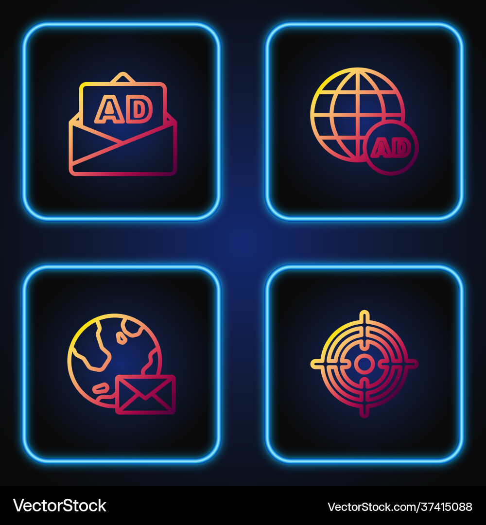 Set line target earth globe with mail Set line target earth globe with mail Vector Image