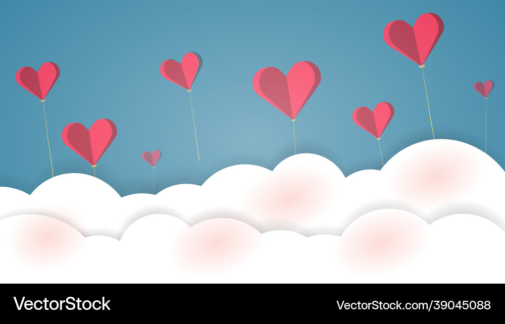 Several red paper hearts tied with strings Several red paper hearts tied with strings Vector Image