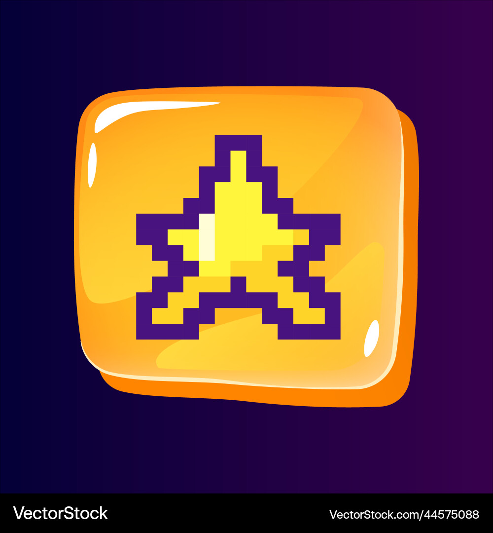 Star glossy ui button with pixelated color icon Star glossy ui button with pixelated color icon vector image