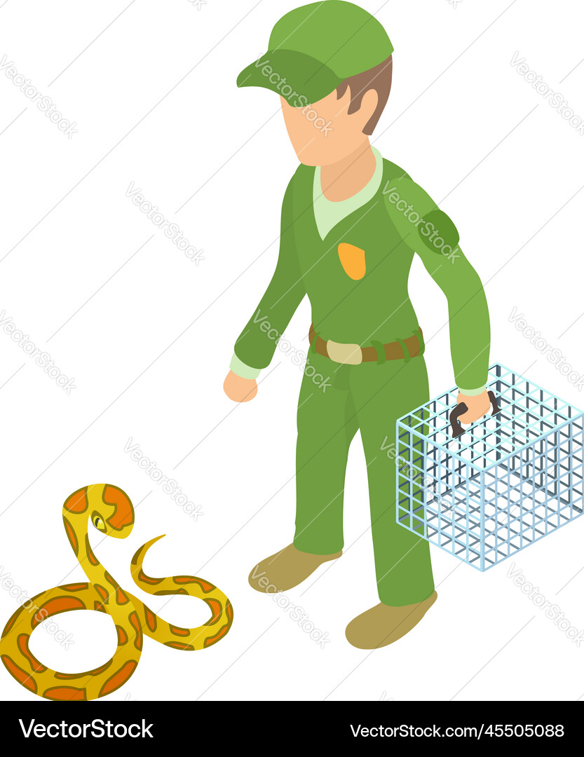 Tiger python icon isometric man in green Tiger python icon isometric man in green Vector Image