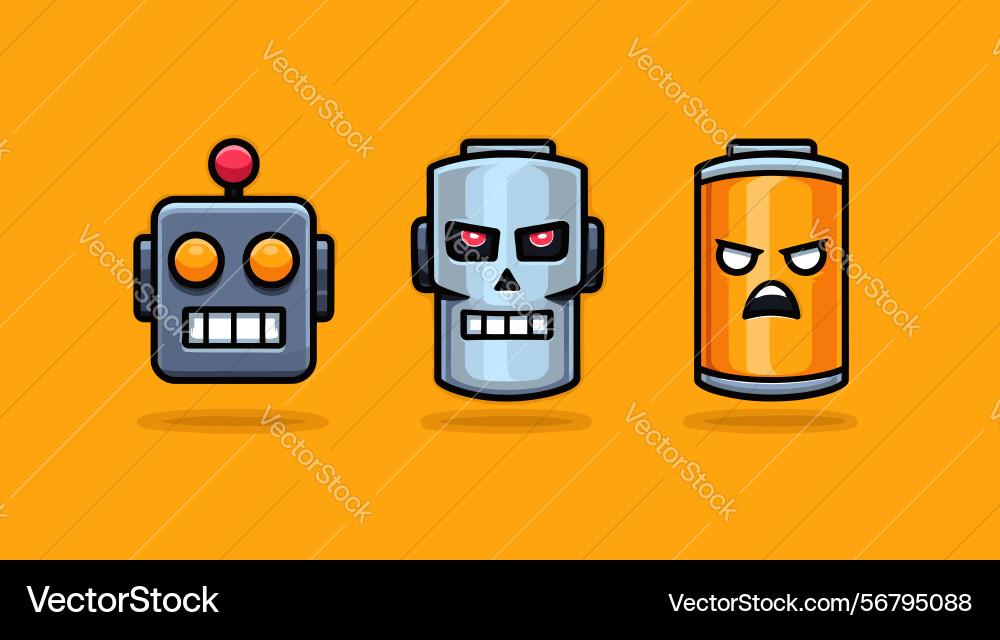 Unique robot designs with bold colors on display vector image