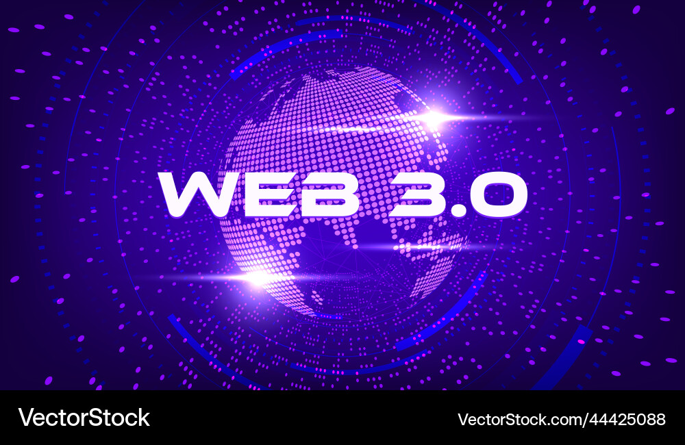 Web 30 text on dot world planet new version Web 30 text on dot world planet new version vector image