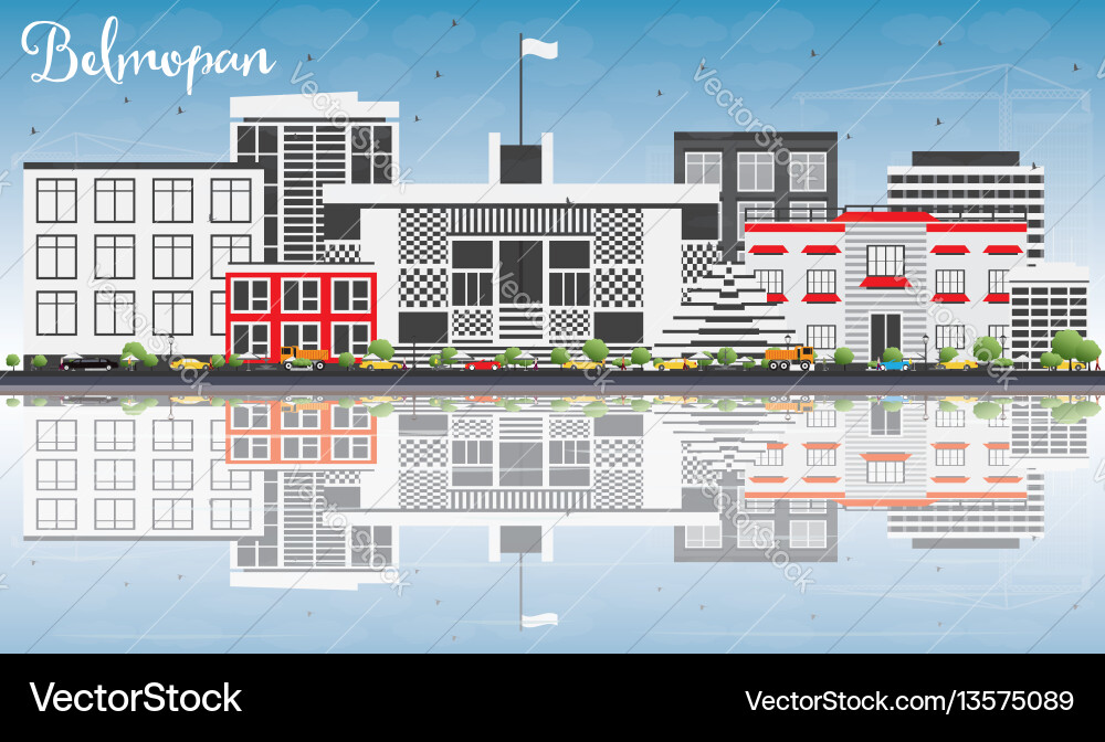Belmopan skyline with gray buildings blue sky Belmopan skyline with gray buildings blue sky vector image
