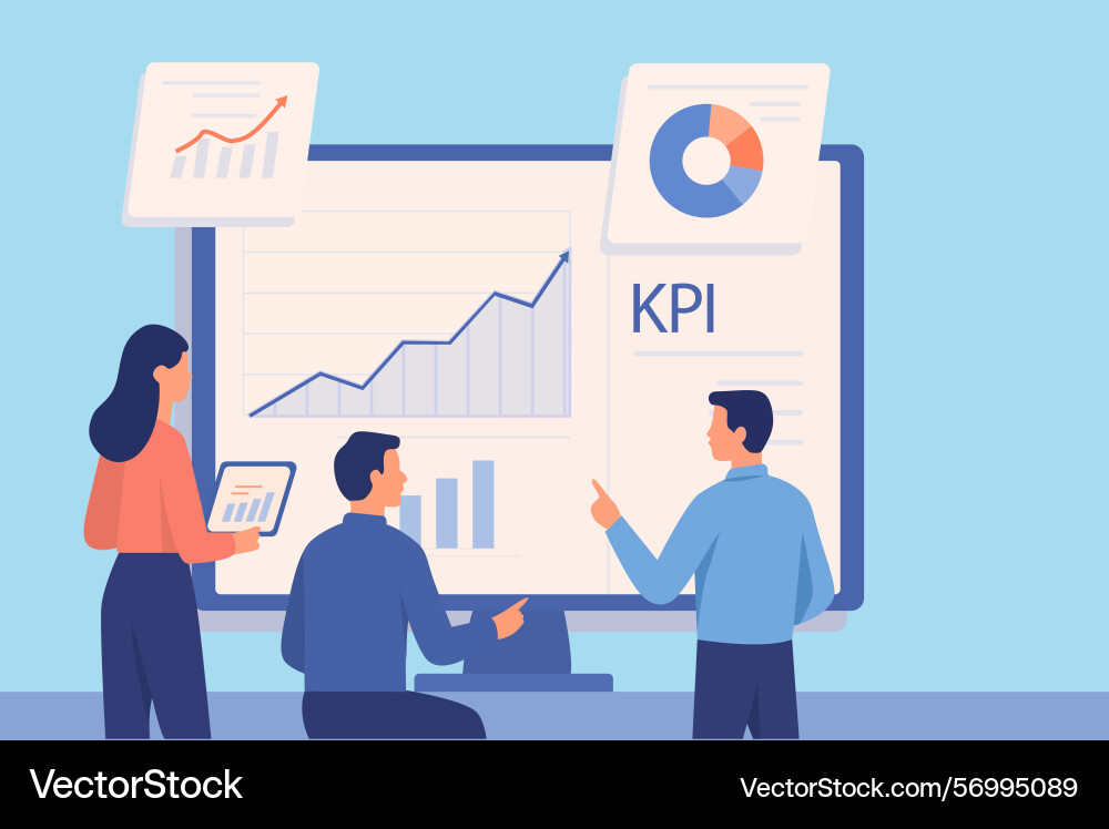 Business kpi dashboard data analysis and reporting Vector Image