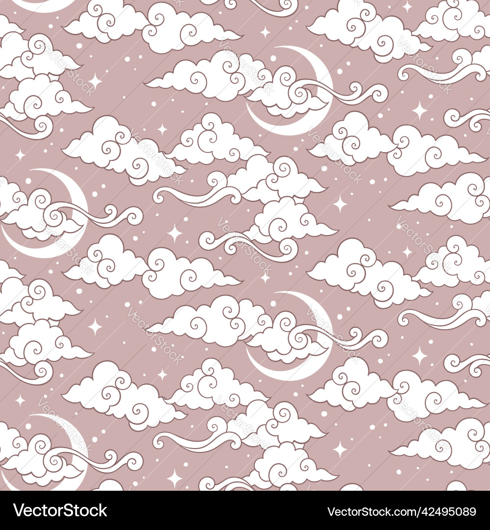 Celestial Moon & Cloud Pattern vector image