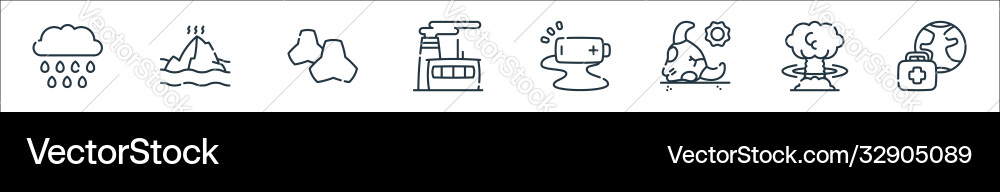 Climate change line icons linear set quality Vector Image