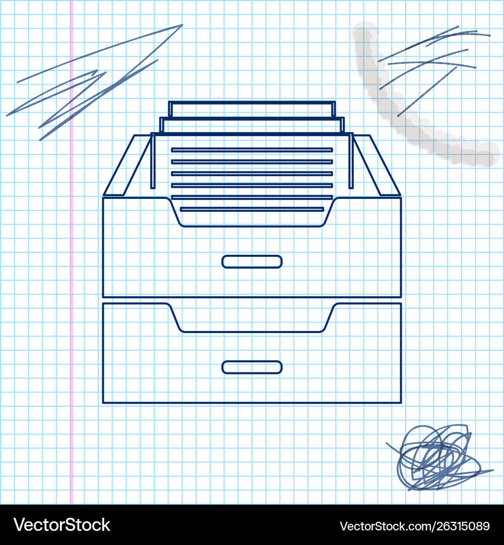 Drawer with documents line sketch icon isolated Vector Image