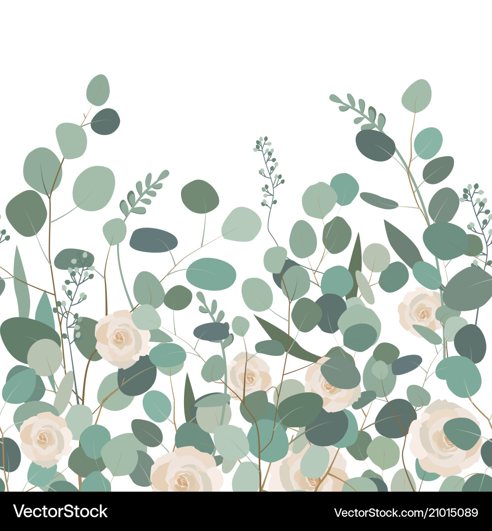 Eucalyptus and Rose Seamless Pattern vector image