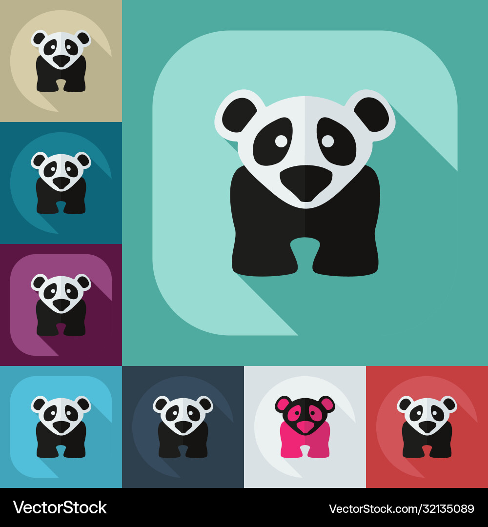 Flat modern design with shadow icons pandas Vector Image