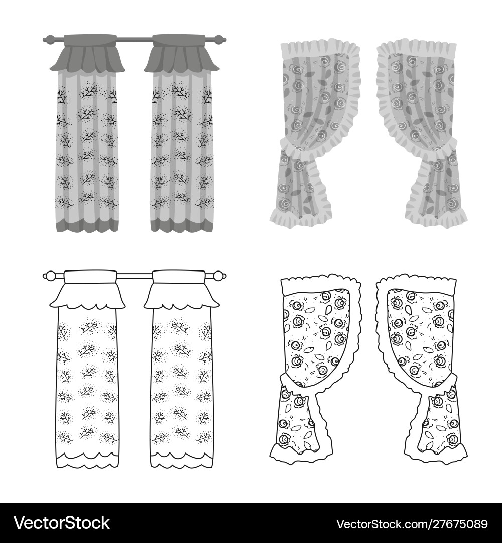 Isolated object curtains and drapes icon set Vector Image