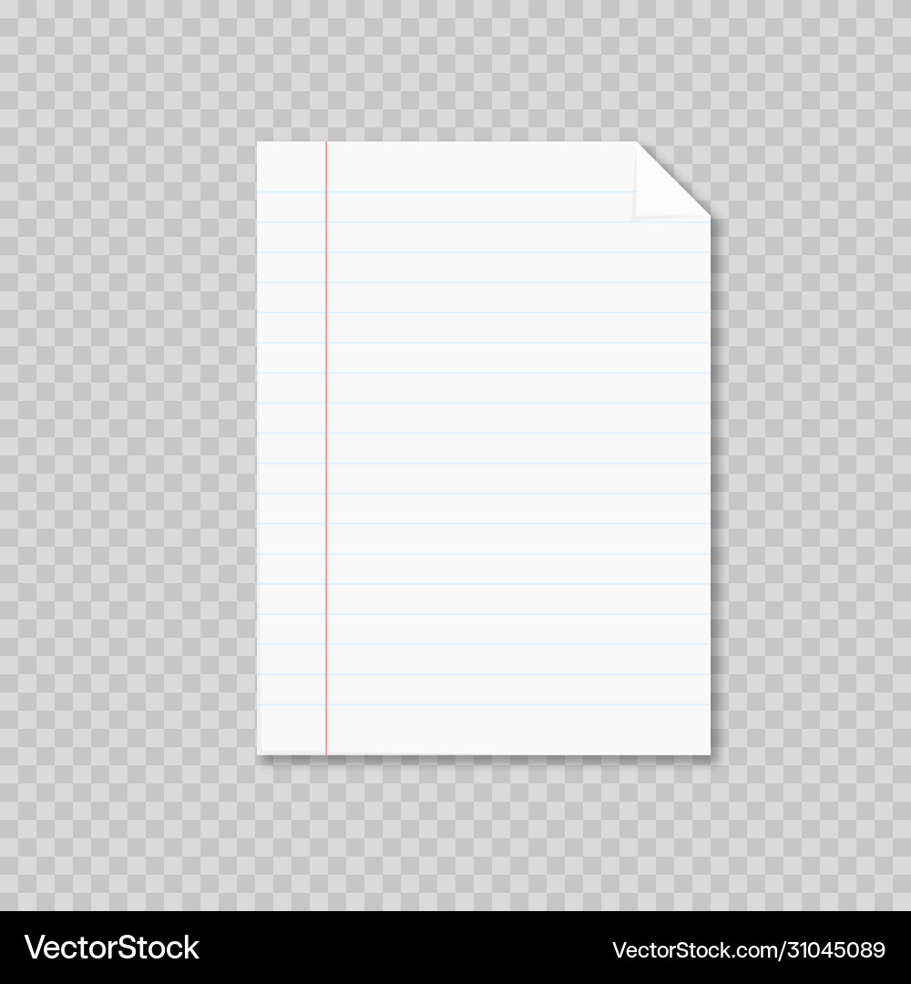Notebook sheet on transparent background Vector Image
