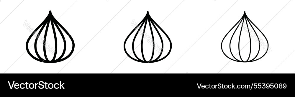 Onion icons in three different stroke lines Onion icons in three different stroke lines Vector Image