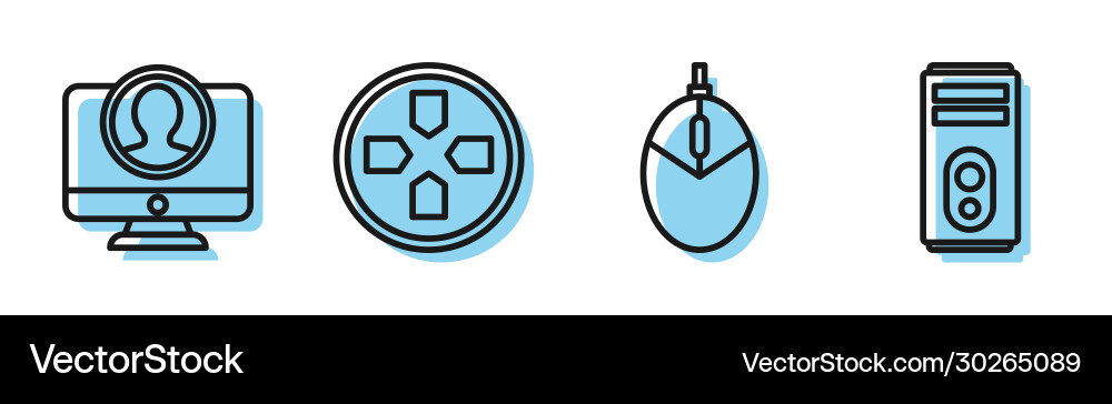 Set line computer mouse gaming create account Set line computer mouse gaming create account vector image