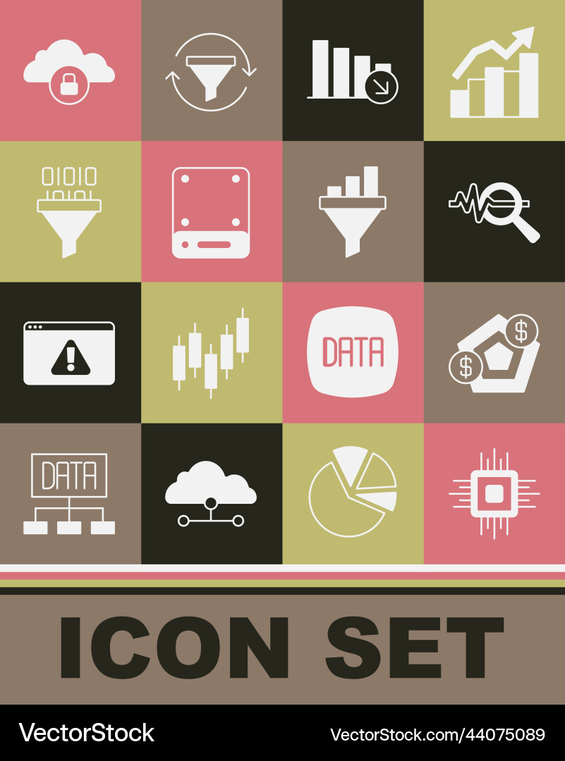 Set processor cpu financial growth search data Set processor cpu financial growth search data vector image
