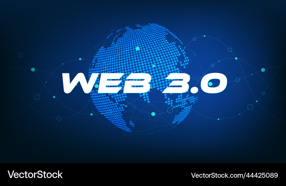 Web 30 text on dot world planet new version Web 30 text on dot world planet new version Vector Image