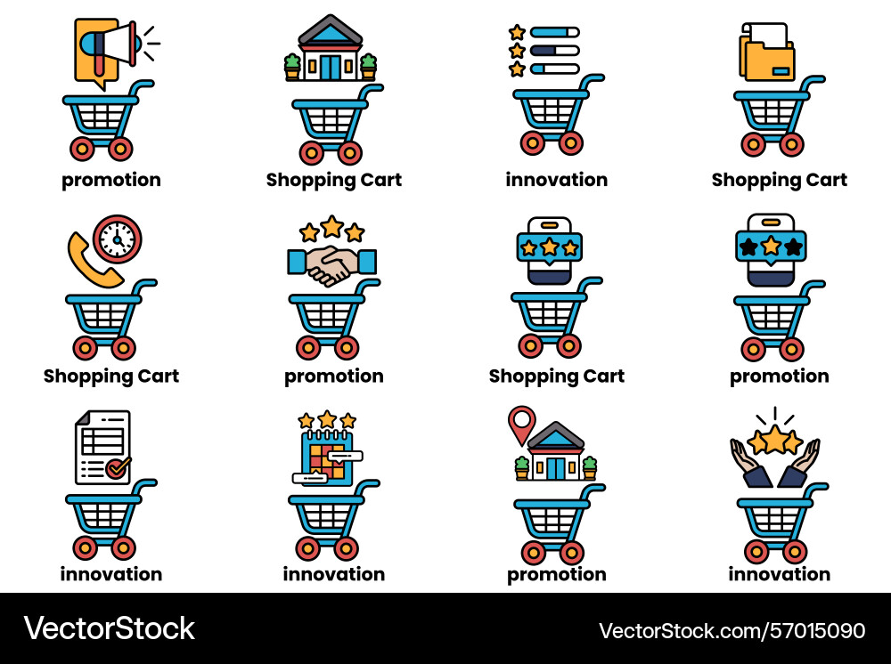 A set of shopping cart icons with different Vector Image