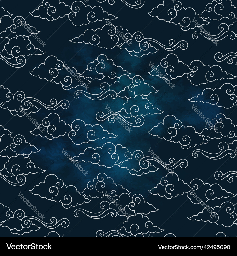 Celestial seamless pattern with oriental vector image