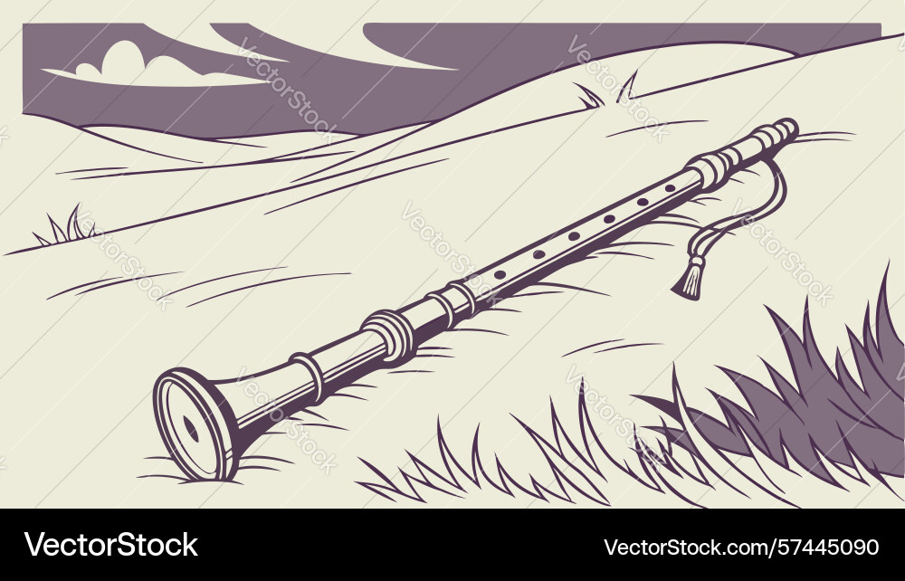 Classical flute on a winding path through Vector Image