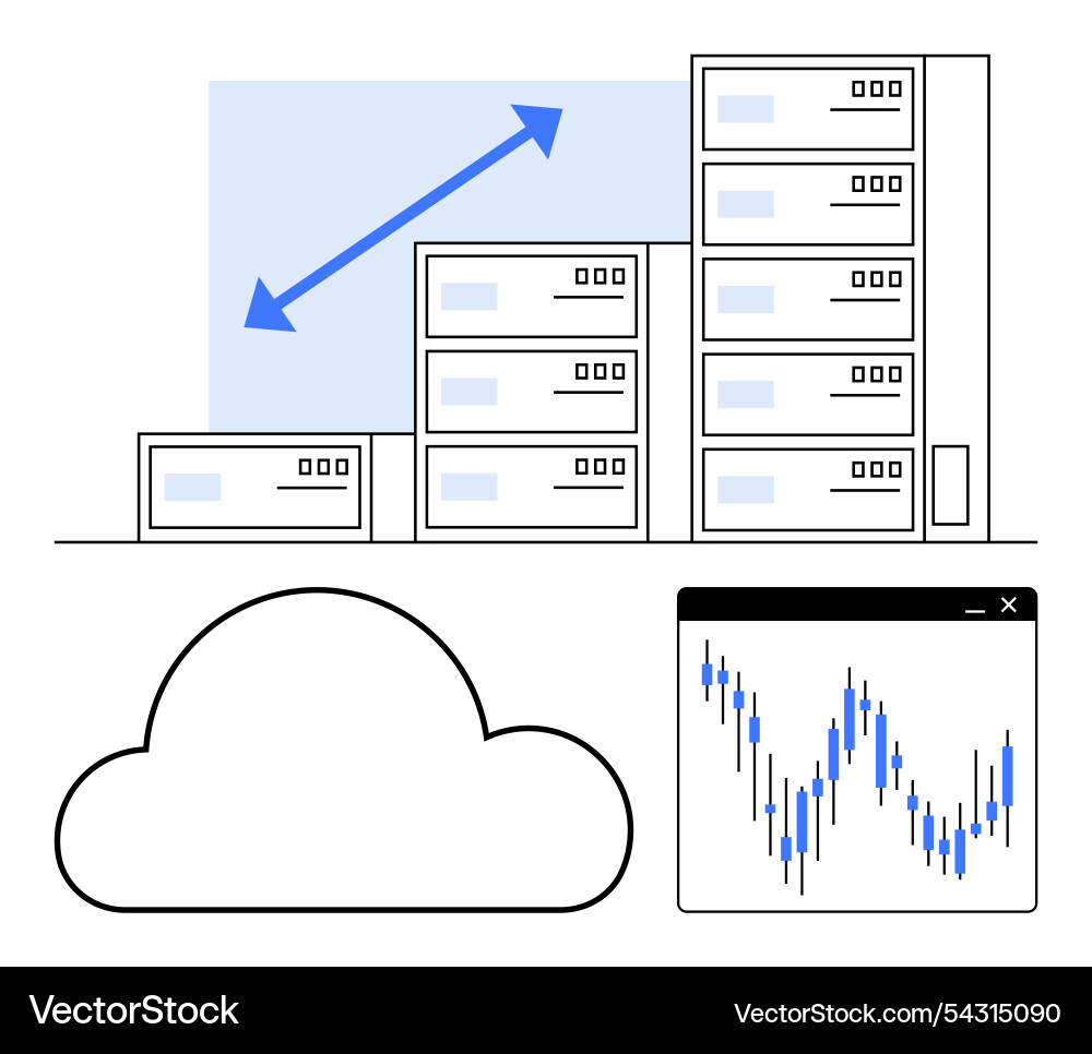 Cloud computing and data analysis growth Cloud computing and data analysis growth vector image
