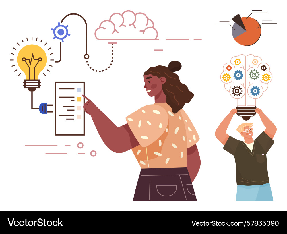 Collaborative problem solving with innovative Collaborative problem solving with innovative vector image