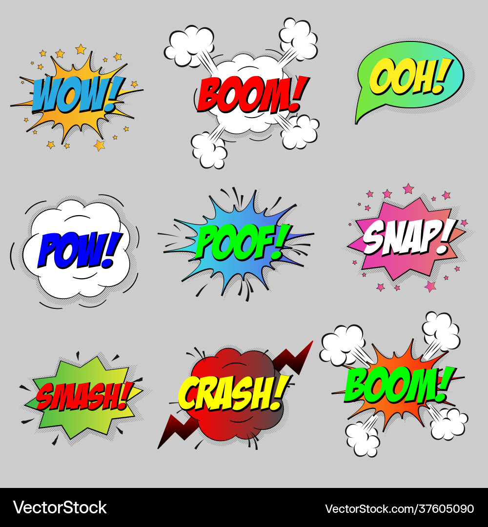 Comic Speech Bubbles - Sound Effects Set Vector Image