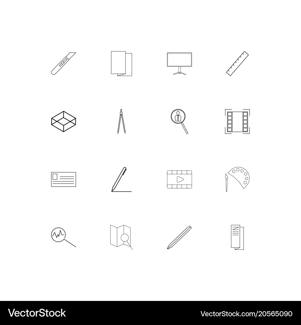 Creative process and design simple linear icons Vector Image