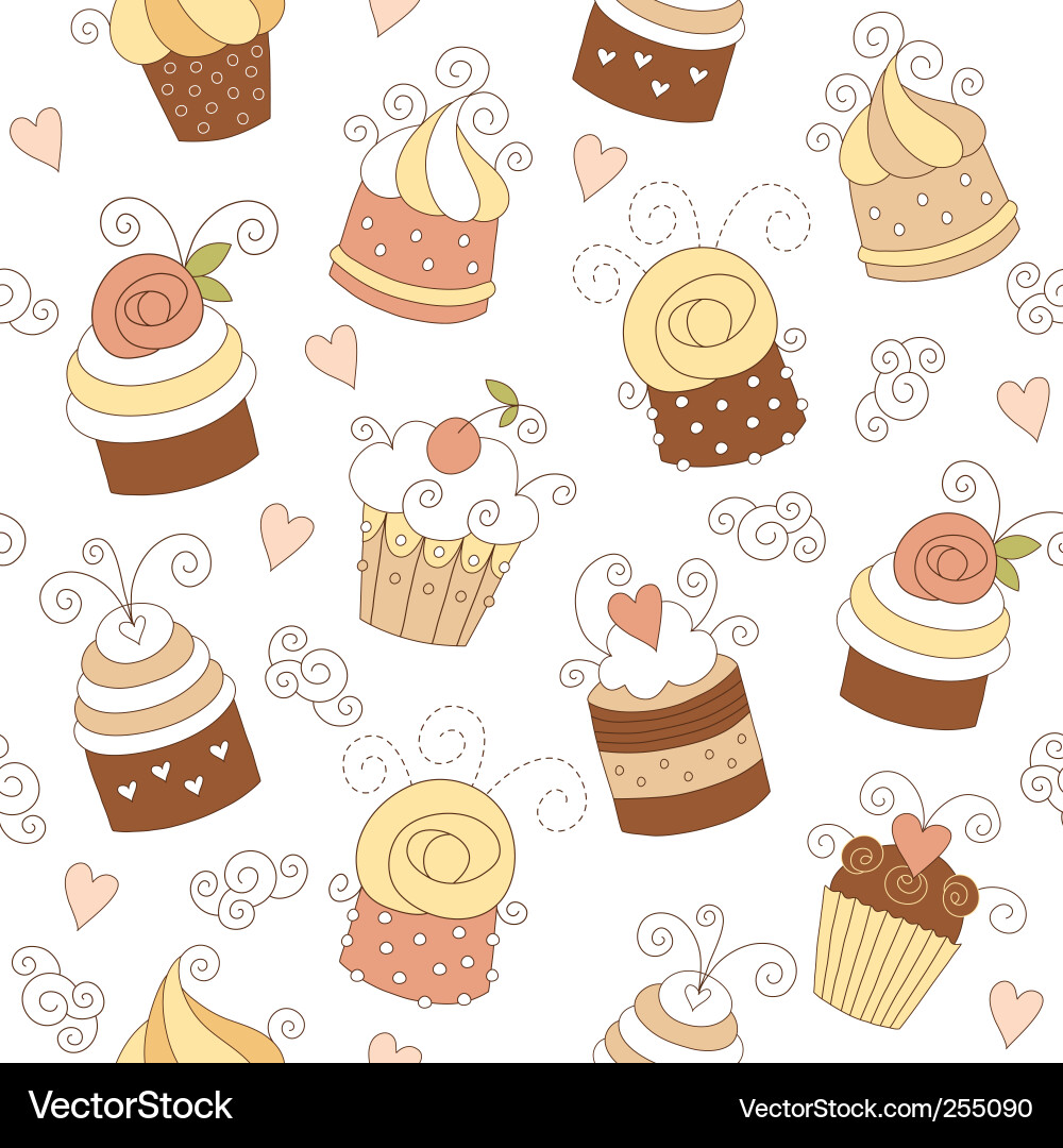 Cute Cupcake Pattern Vector Image