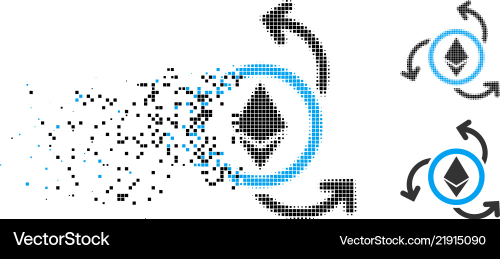 Dissipated dotted halftone ethereum source swirl Dissipated dotted halftone ethereum source swirl vector image