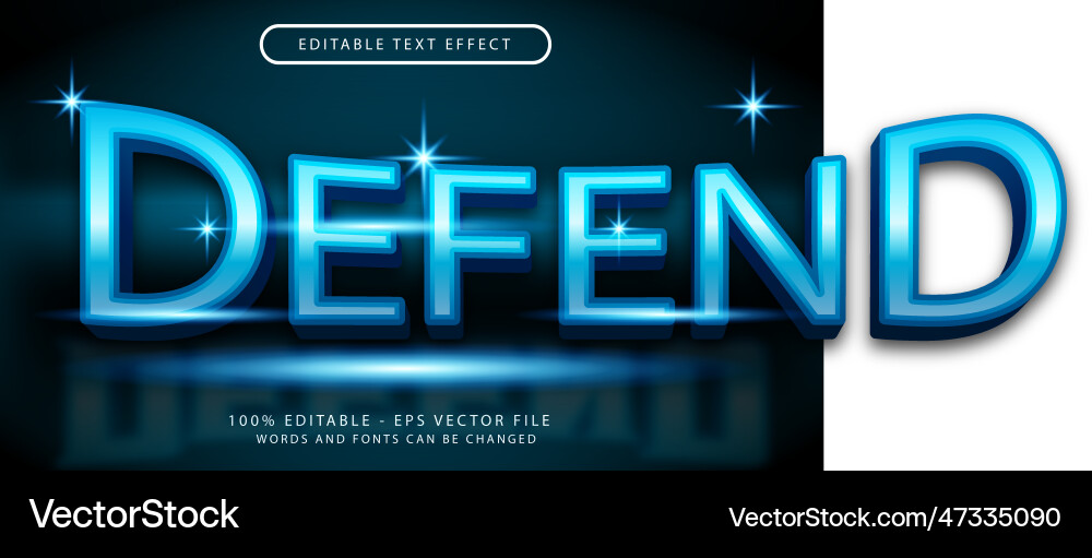 Editable text effect - defend 3d style concept vector image