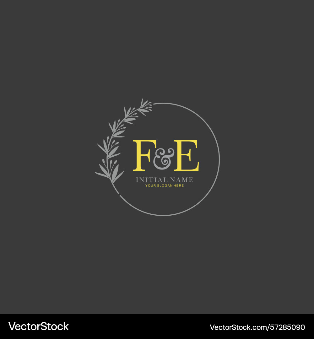 Fe initial logo templates with botanical elements Fe initial logo templates with botanical elements Vector Image