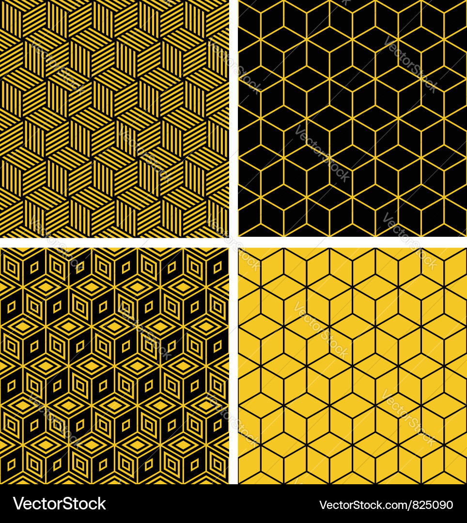 Geometric Pattern Set - Hexagonal & Cubic Vector Image