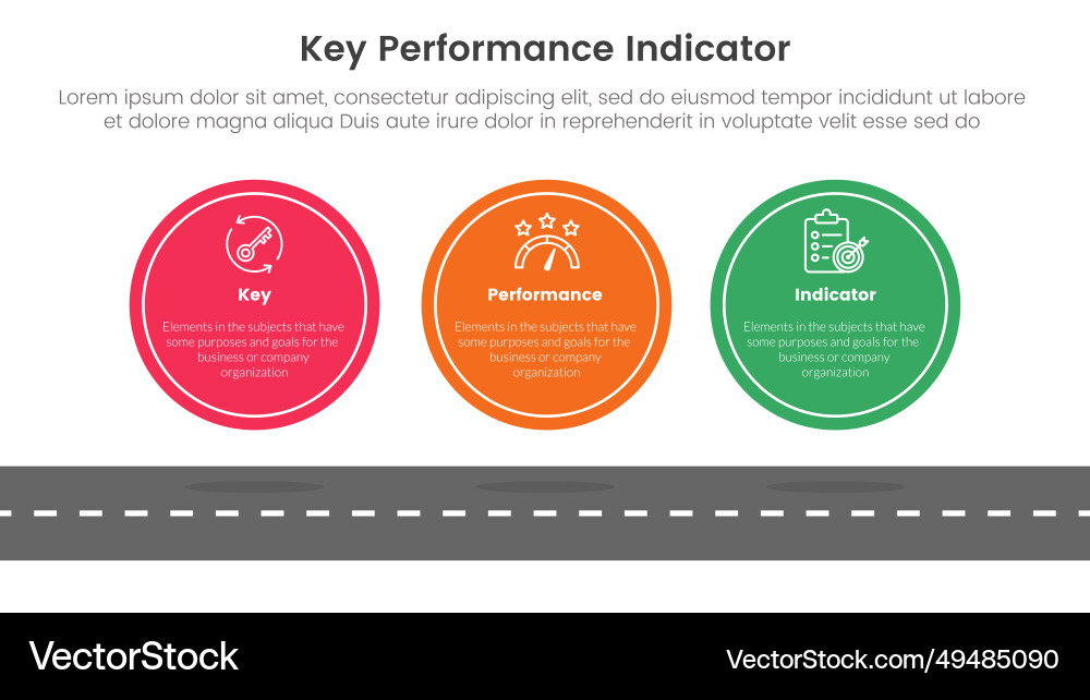 Kpi key performance indicator infographic 3 point Kpi key performance indicator infographic 3 point vector image