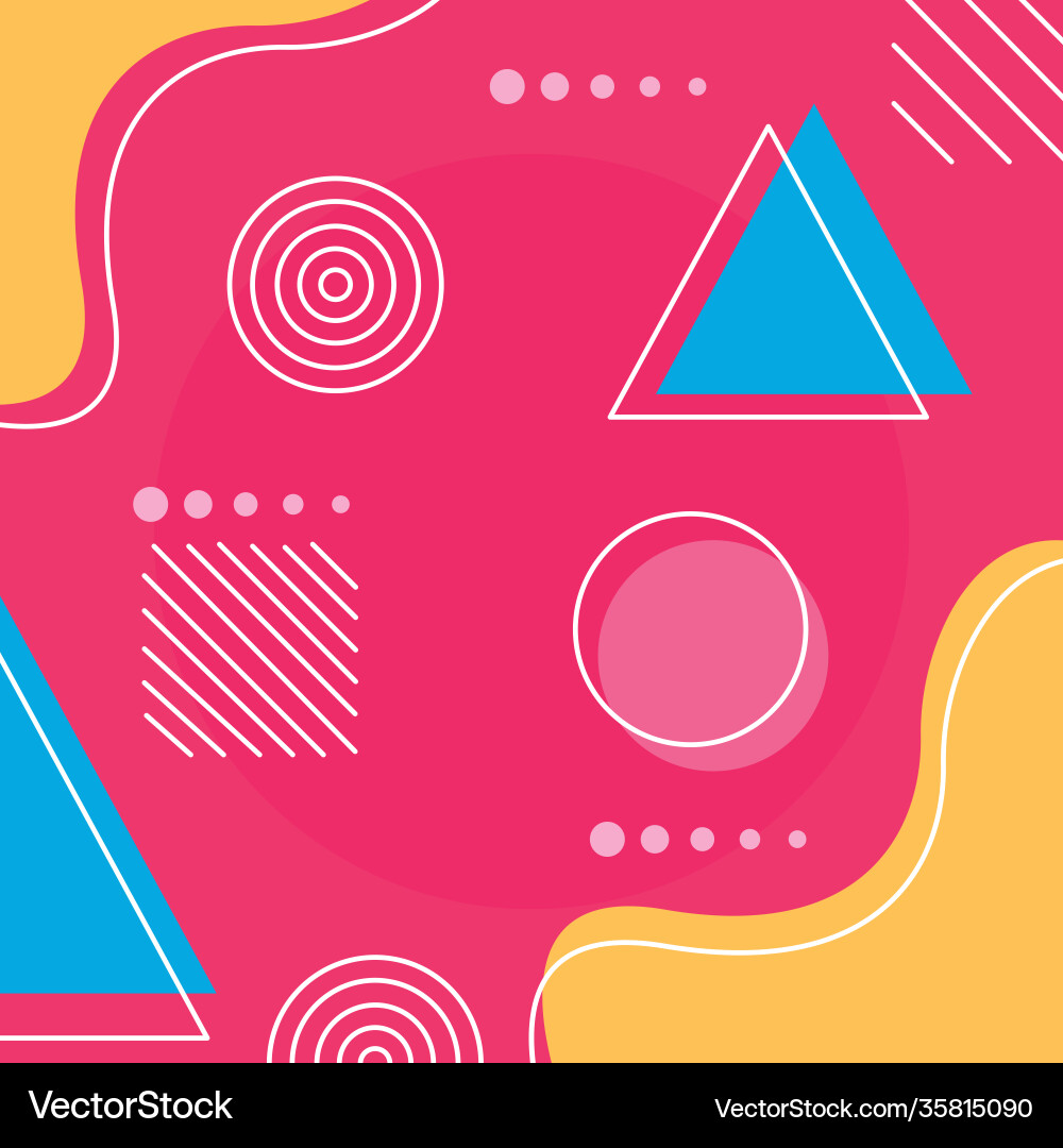 Memphis background fuchsia color with geometric vector image