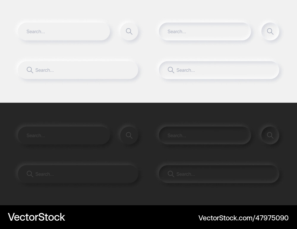 Neumorphic Search Bar Variations vector image