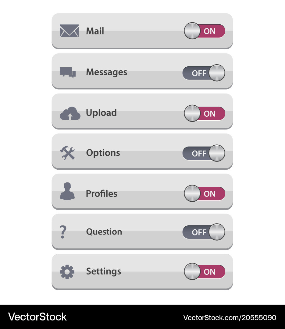 On/Off Toggle Buttons vector image