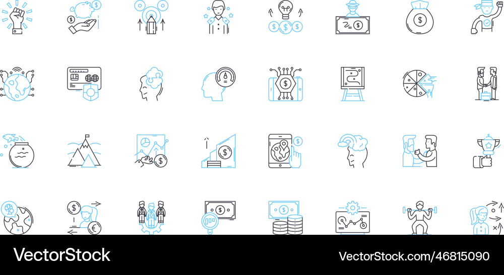Performance metrics linear icons set evaluation Vector Image